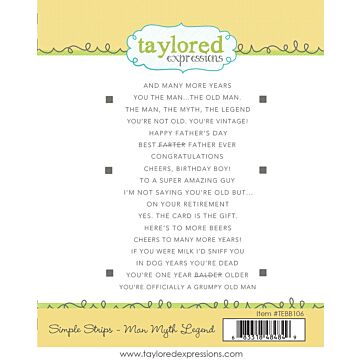 Taylored Expressions Cling Stamp, Simple Strips - Man Myth Legend