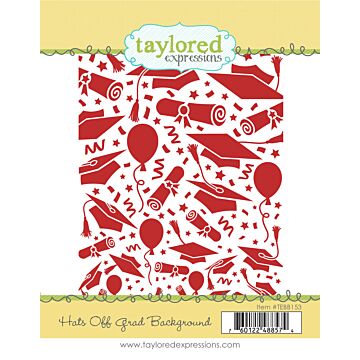 Taylored Expressions Cling Stamp, Hats Off Grad Background