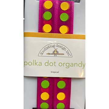 Doodlebug Ribbon - Polka Dot Organdy - Tropical