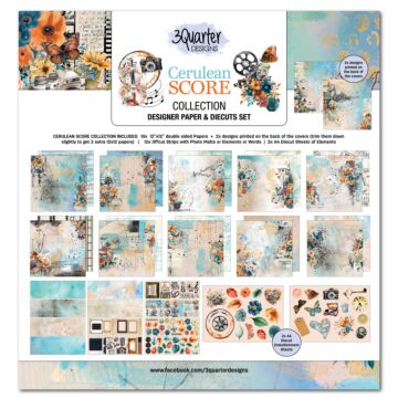 3Quarter Designs Cerulean Score 12x12 Design Paper & Diecuts Set