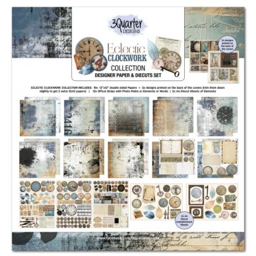 3Quarter Designs Eclectic Clocks 12x12 Design Paper & Diecuts Set