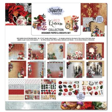 3Quarter Designs Red Queen 12x12 Design Paper & Diecuts Set