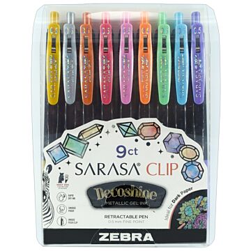 Zebra - SARASA Clip Retractable Gel Pen Set, 0.5mm - Decoshine Colours (9pc)