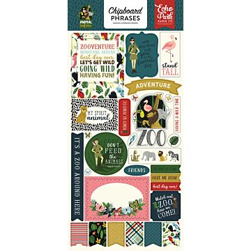 Echo Park - 6X13 Chipboard Phrases - Animal Safari