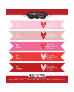 Scrapbook Customs Lollypop Valentine Ribbon Repeating Sticker