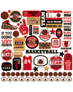 Echo Park Basketball Cardstock Stickers 12"X12" Elements